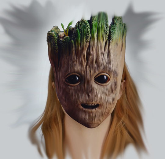 A virtual mask of Baby Groot
